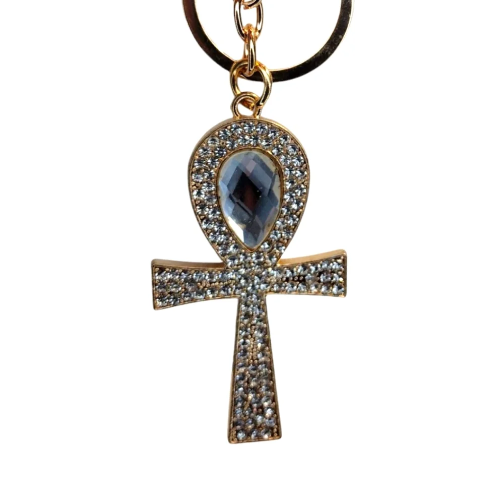 Egyptian Gold Ankh Crystal Collection Keychain NWT
